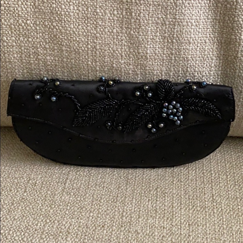 Vintage black beaded evening clutch